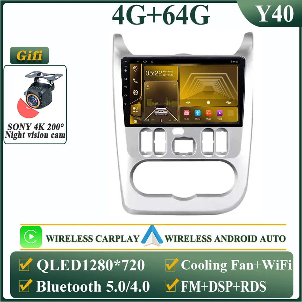 Android 12 For Renault Logan 1 Sandero 2009 - 2015 For Lada Largus Lergus 2012-2020 for Dacia Duster 2010-2017 Multimedia Screen