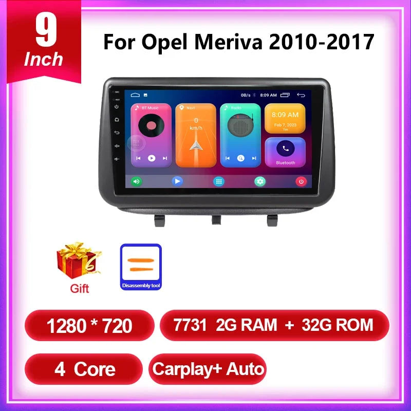 QSZN 2Din Android 13 Car Radio For Opel Meriva 2010 2011 2012 2013 2014 2015 2016 2017 Multimedia Video Player GPS Carplay Auto