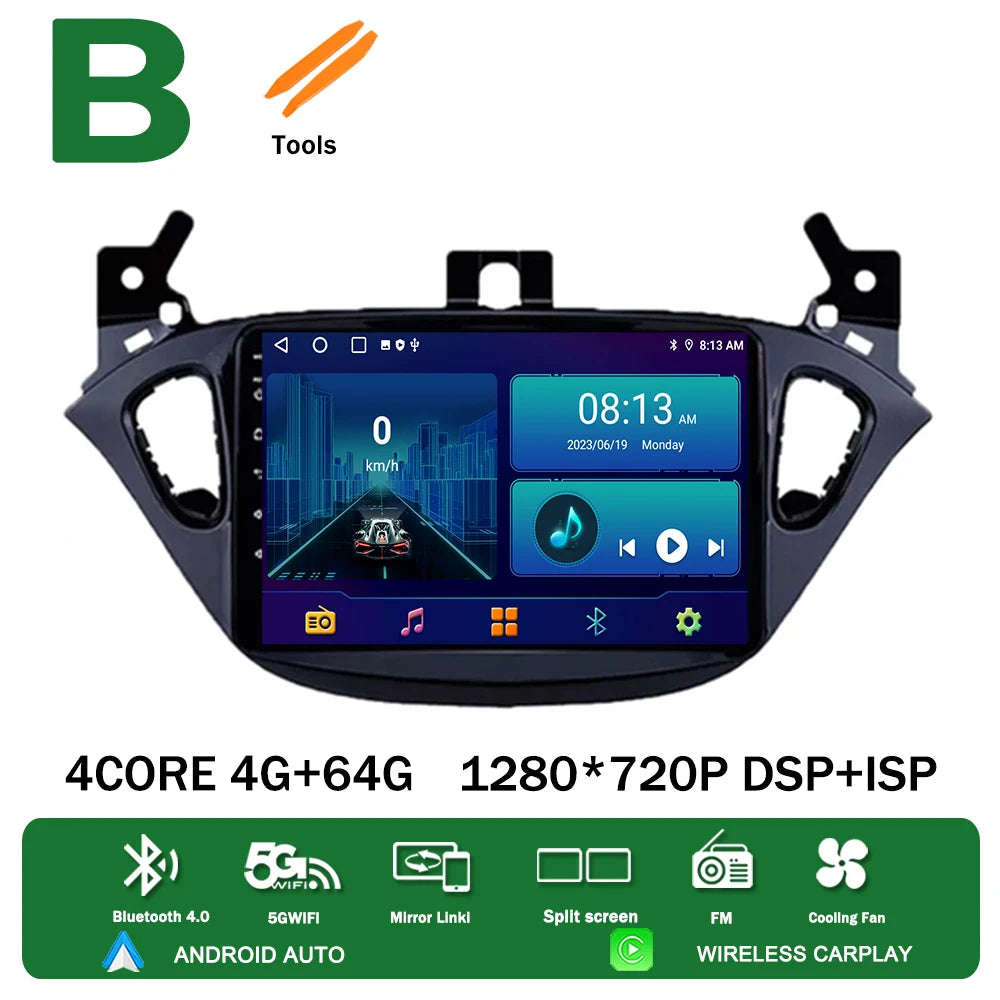 Android 13 for Opel Corsa E 2014 2015 2016 2017 2018 2019 Car Radio Multimedia Player Navigation GPS Auto Stereo Carplay 2 Din