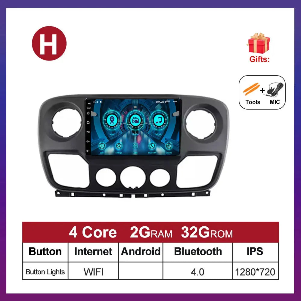 For Nissan NV400 For Opel Movano For Renault Master III 3 2010 - 2019 Android Auto Car Multimedia Radio Wireless Carplay GPS