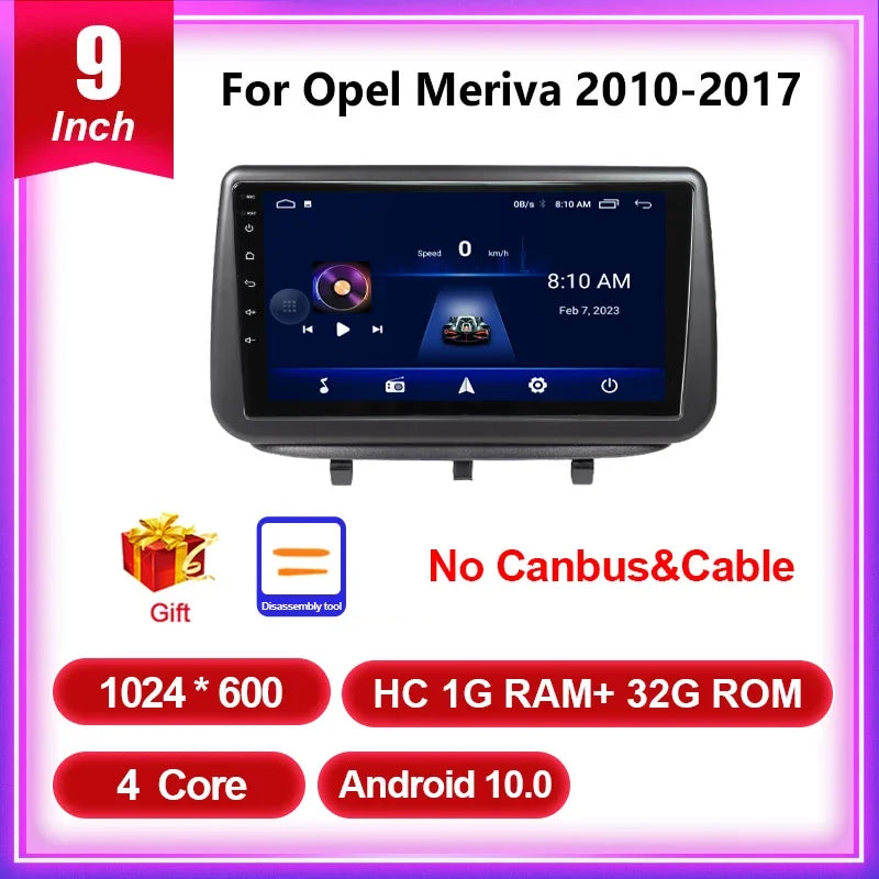 QSZN 2Din Android 13 Car Radio For Opel Meriva 2010 2011 2012 2013 2014 2015 2016 2017 Multimedia Video Player GPS Carplay Auto