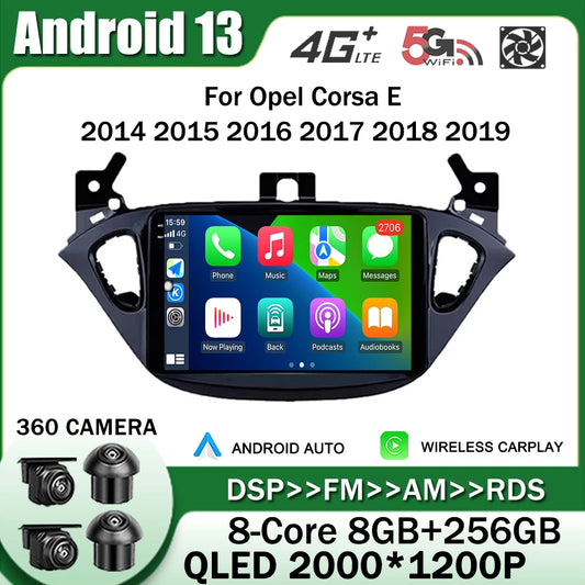 Android 13 for Opel Corsa E 2014 2015 2016 2017 2018 2019 Car Radio Multimedia Player Navigation GPS Auto Stereo Carplay 2 Din