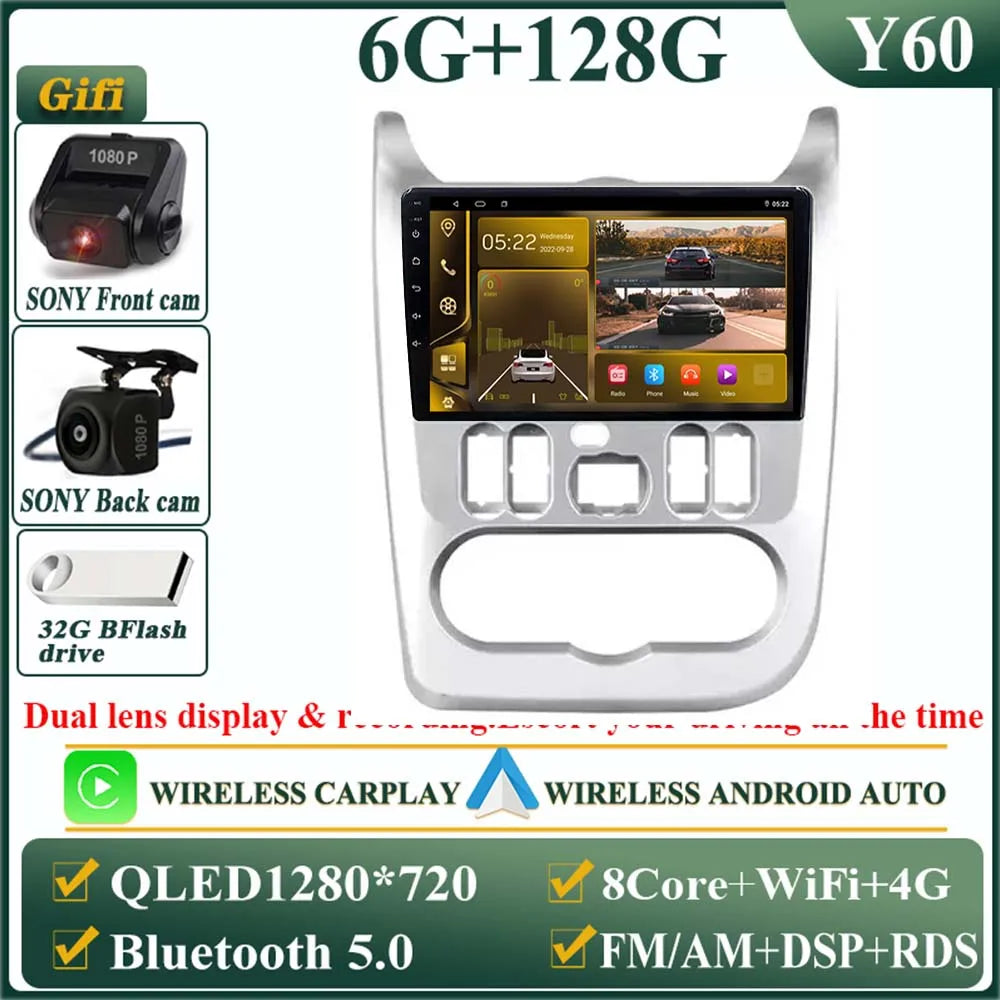 Android 12 For Renault Logan 1 Sandero 2009 - 2015 For Lada Largus Lergus 2012-2020 for Dacia Duster 2010-2017 Multimedia Screen