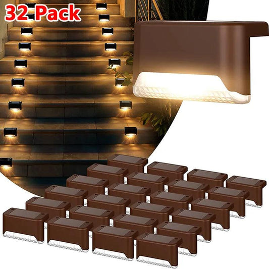 32/24/16/12/8/4Pcs Solar Lights Outdoor Waterproof LED Deck Lights Garden Step Lamp for Patio Stairs Railing Pathway Step Fence - DDD.MARKET