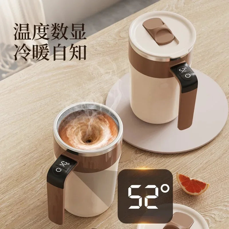 Stainless steel heating and cooling temperature control electric coffee stirring lazy portable automatic rotating cup