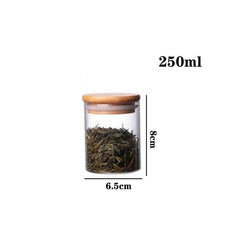 Storage Tank Food Container Bamboo Covered High Borosilicate Food Sealed Glass Tank Kitchen Miscellaneous Grain Organizer - DDD.MARKET