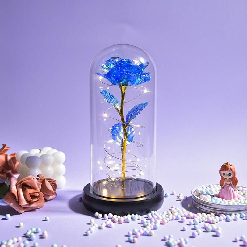 Valentine Gift Beauty and The Beast Preserved Roses In Glass Galaxy Rose Flower LED Light Artificial Flower Gift for Women Girls - DDD.MARKET