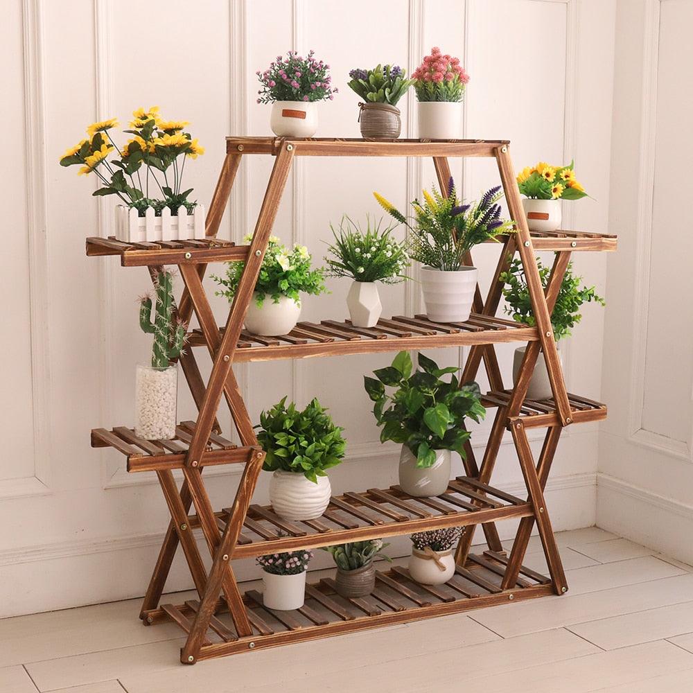 Large Triangular Wood Plant Stand Indoor 6 Tier Flower Pot Holder Shelf Corner Display Rack Organizer Shelves - DDD.MARKET