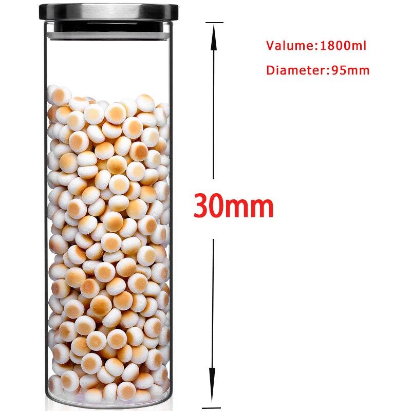 Container for Cereals Glass Jars with Stainless Steel Cover Glass Spice Jars Storage Tank Food Contain Coffee Bean Jars - DDD.MARKET