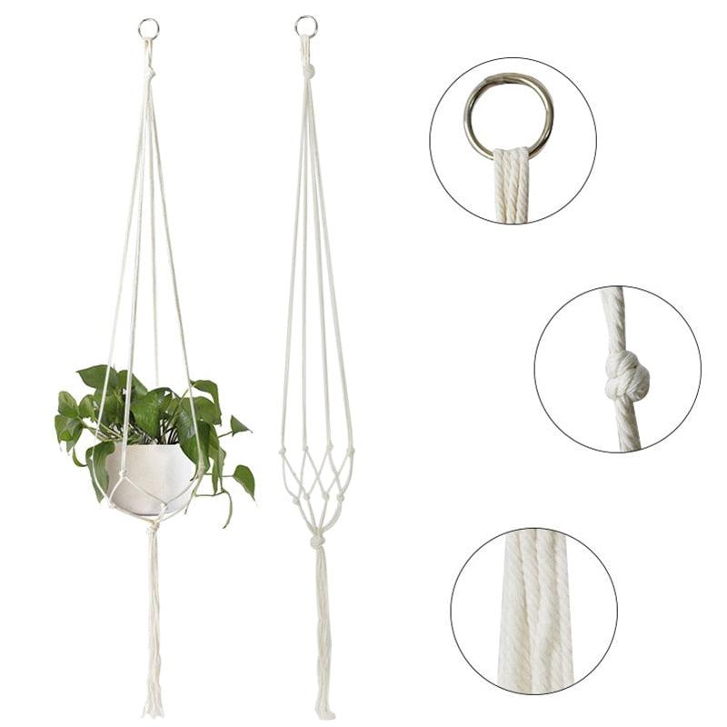 Macrame Handmade Plant Hanger Baskets Flower Pots Holder Balcony Hanging Decoration Knotted Lifting Rope Home Garden Supplies - DDD.MARKET