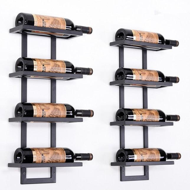 Modern Iron Wall-mounted Wine Holder Simple Hanging Wine Rack Holder Iron Art Wine Support Cabinet Flat/Tilted Types 2-6 Bottles - DDD.MARKET