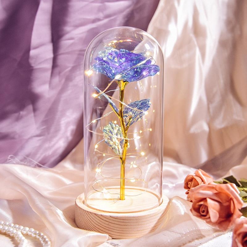 Valentine Gift Beauty and The Beast Preserved Roses In Glass Galaxy Rose Flower LED Light Artificial Flower Gift for Women Girls - DDD.MARKET