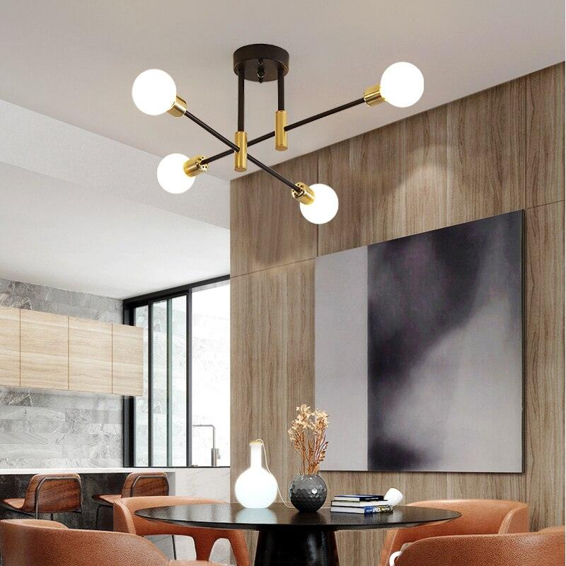 Modern Nordic E27 Black LED Ceiling Chandelier Edison Bulbs Indoor Light Fixtures For Bedroom Living Room Lamp - DDD.MARKET