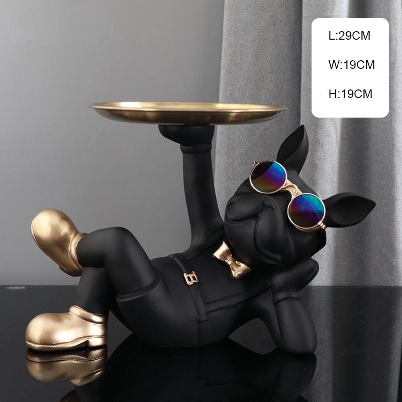 Nordic Resin Bulldog Crafts Dog Butler with Tray for keys Holder Storage Jewelries Animal Room Home decor Statue Dog Sculpture - DDD.MARKET