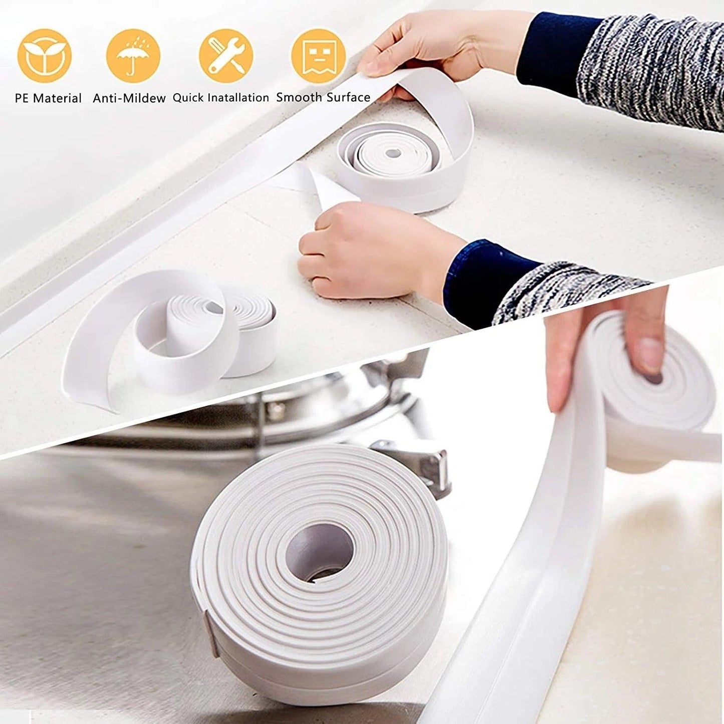 2021 Bathroom Shower Sink Bath Sealing Strip Tape White PVC Self adhesive Waterproof Wall Sticker for Bathroom Kitchen - DDD.MARKET