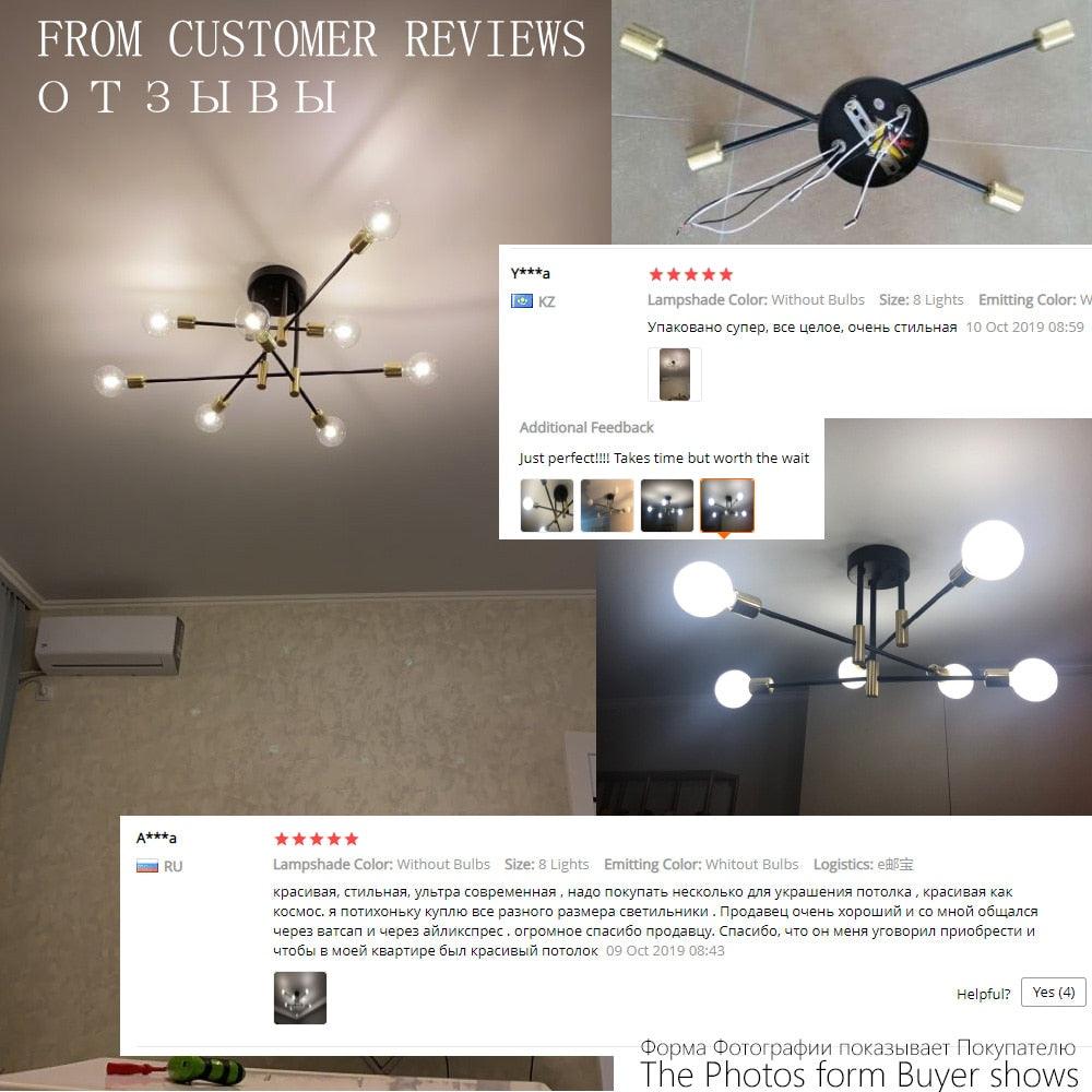 Modern Nordic E27 Black LED Ceiling Chandelier Edison Bulbs Indoor Light Fixtures For Bedroom Living Room Lamp - DDD.MARKET