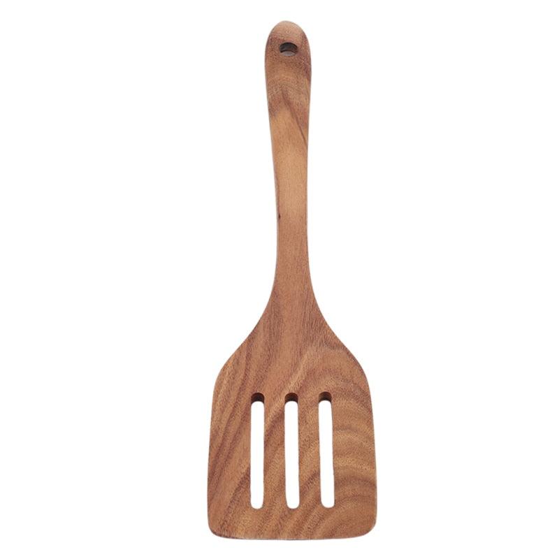 Teak Natural Wooden Tableware Spatulas Turners Long Handle Non-stick Kitchen Cooking Special Shovel Spatula Kitchen Tool Kits - DDD.MARKET