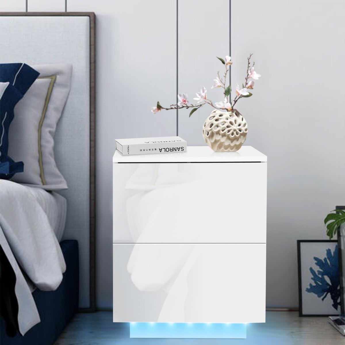 Multifunction RGB LED Nightstands Cabinet Storage Bedside Table Night Table Bedroom Nightstand Home Furniture for Night Lighting - DDD.MARKET