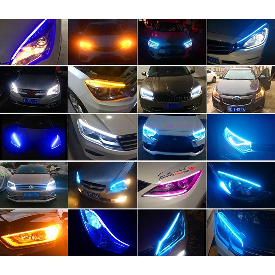 2x 2021 Newest Start-Scan LED Car DRL Daytime Running Lights Auto Flowing Turn Signal Guide Thin Strip Lamp Styling Accessories - DDD.MARKET