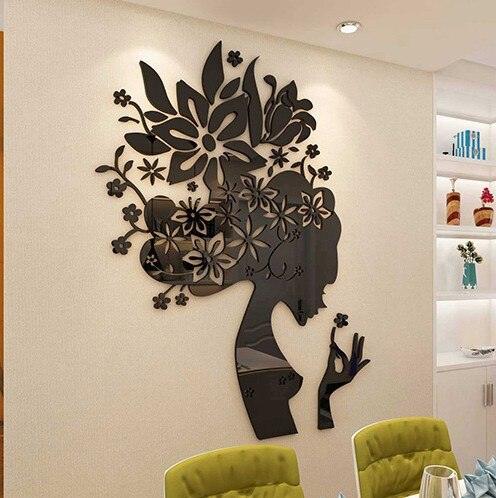 Bloom Multi-Pieces Flower Woman Pattern 3D Acrylic Decoration Wall Sticker DIY Wall Poster Wedding Home Decor Bedroom Wallstick - DDD.MARKET