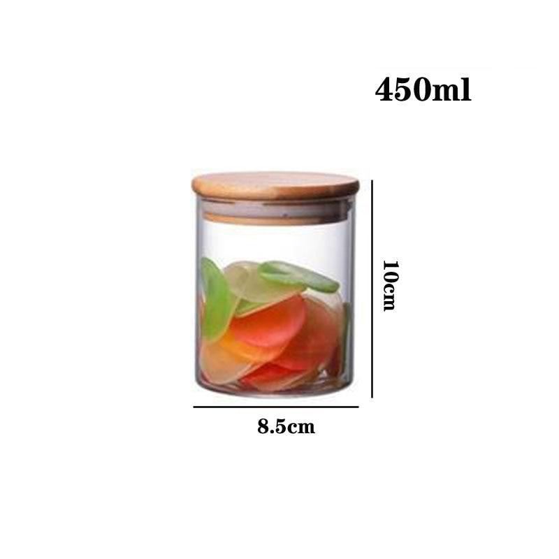 Storage Tank Food Container Bamboo Covered High Borosilicate Food Sealed Glass Tank Kitchen Miscellaneous Grain Organizer - DDD.MARKET