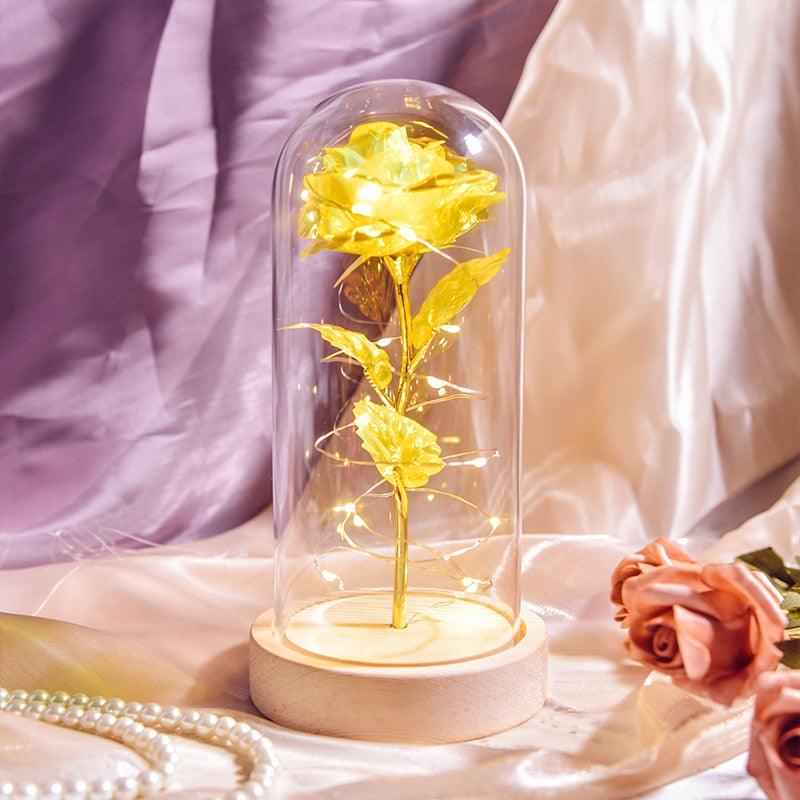 Valentine Gift Beauty and The Beast Preserved Roses In Glass Galaxy Rose Flower LED Light Artificial Flower Gift for Women Girls - DDD.MARKET