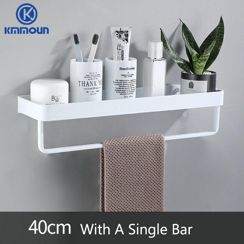 Black / White Bathroom Shelf Shampoo Holder Kitchen Storage Rack Bathroom Hardware Space Aluminum Shower Room Accessory - DDD.MARKET