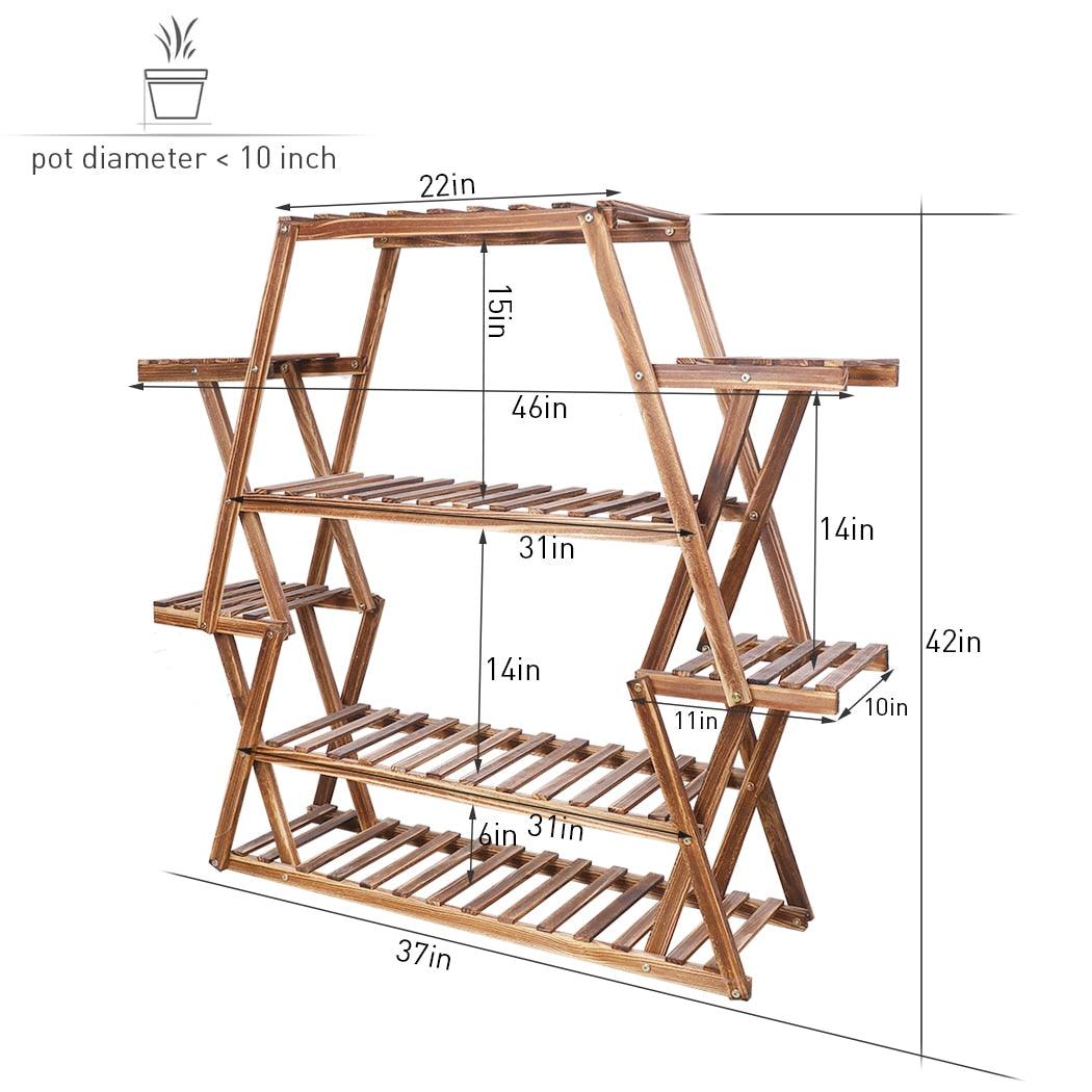 Large Triangular Wood Plant Stand Indoor 6 Tier Flower Pot Holder Shelf Corner Display Rack Organizer Shelves - DDD.MARKET