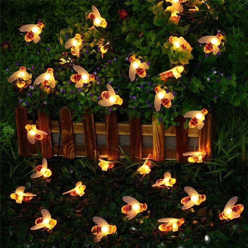 5M 50LED Lamp Honey Bee Led String Fairy Light Outdoor Garden Fence Patio Garland Lights Wall Decor Birthday Party Diy Decor - DDD.MARKET