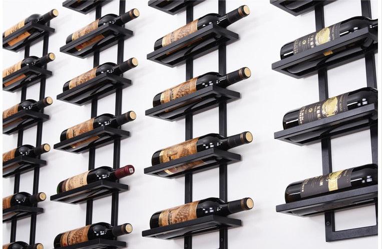 Modern Iron Wall-mounted Wine Holder Simple Hanging Wine Rack Holder Iron Art Wine Support Cabinet Flat/Tilted Types 2-6 Bottles - DDD.MARKET