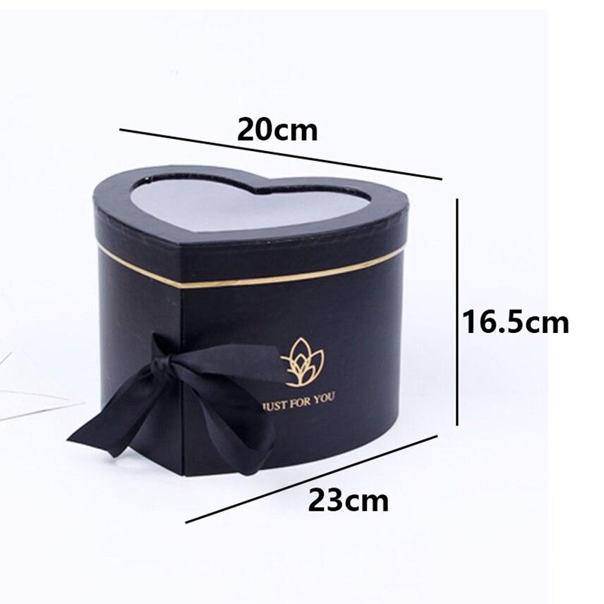 Rose Gift Box Double Layer Rotating Cardboard Boxes Heart Shaped Window Flower Packaging Valentines Day Bridesmaid Gift Box - DDD.MARKET