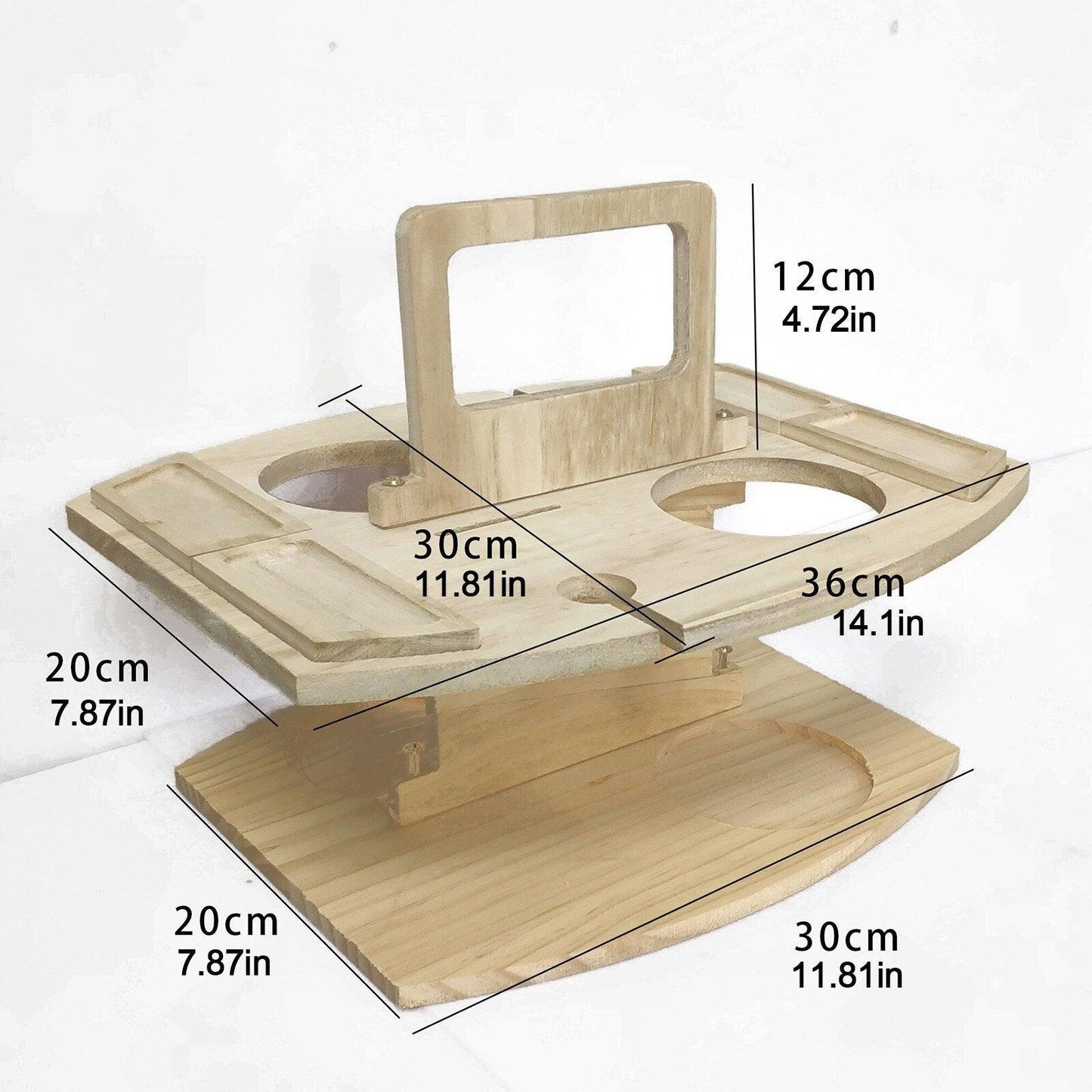 Portable Wooden Picnic Table Carry Handle Outdoor Folding Wine Table Removable Wine Glass Holder Folding Table Fruit Snack Tray - DDD.MARKET