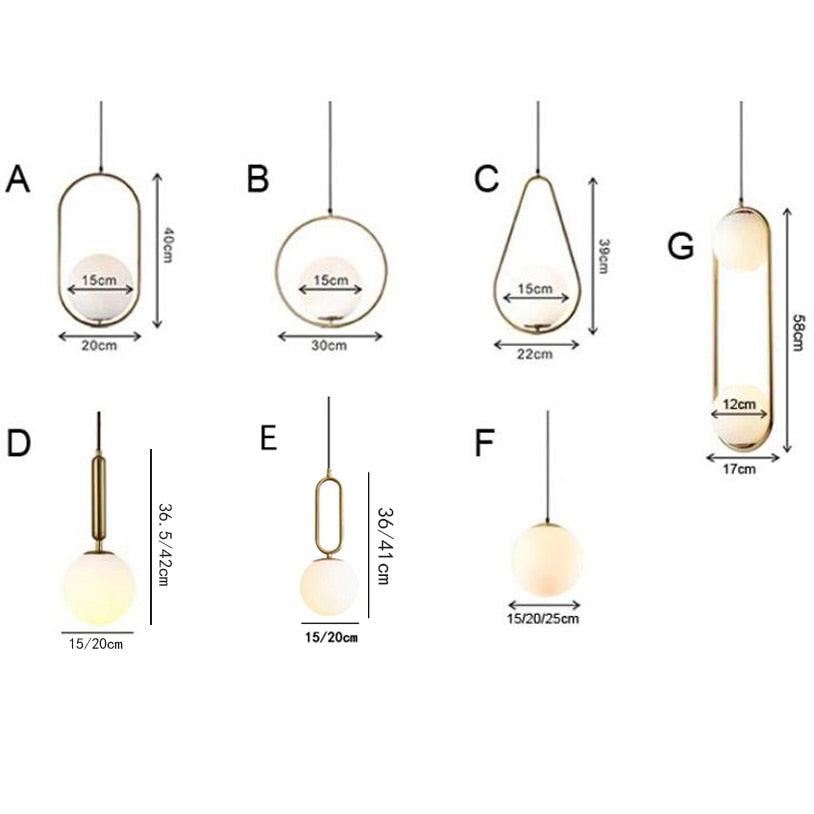 Nordic Glass Ball Pendant Lights Industriel Hanging Lamp luxury Gold Silver Brass art Kitchen hotel hoop decor Pendant Lamp - DDD.MARKET