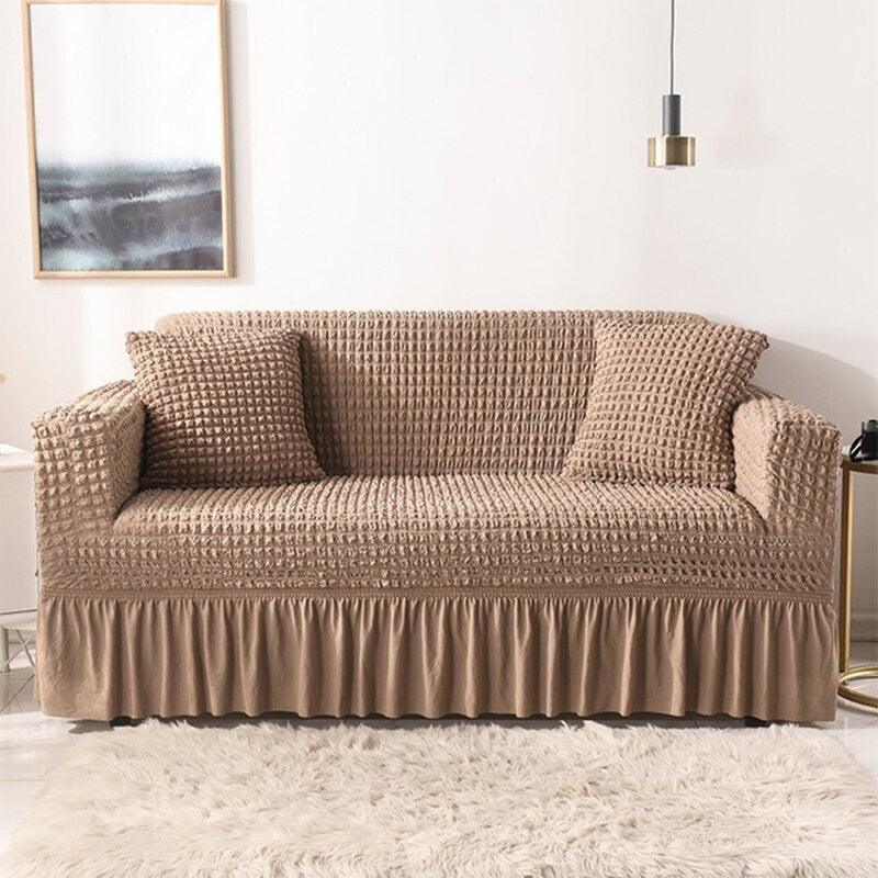 Elastic Sofa Cover Living Room Solid Color Sofa Cover Lattice Sofa Cover Elegant Skirt for Living Room Armchair Couch Sofa - DDD.MARKET