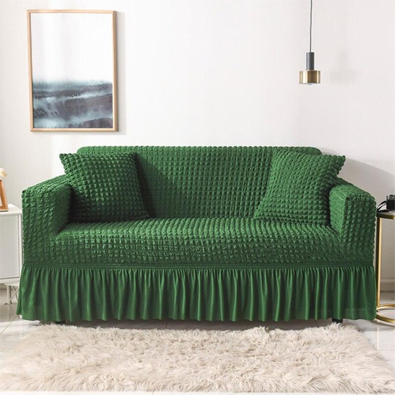 Elastic Sofa Cover Living Room Solid Color Sofa Cover Lattice Sofa Cover Elegant Skirt for Living Room Armchair Couch Sofa - DDD.MARKET