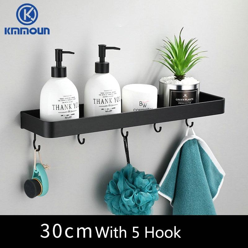 Black / White Bathroom Shelf Shampoo Holder Kitchen Storage Rack Bathroom Hardware Space Aluminum Shower Room Accessory - DDD.MARKET