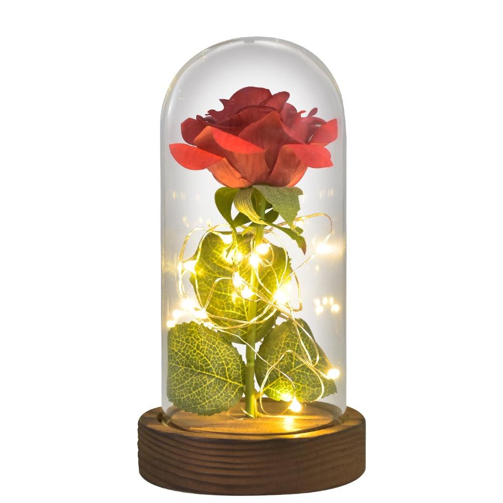 Valentine Gift Beauty and The Beast Preserved Roses In Glass Galaxy Rose Flower LED Light Artificial Flower Gift for Women Girls - DDD.MARKET