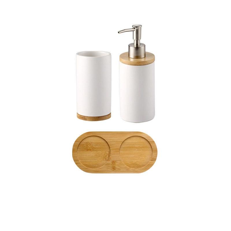 Ceramic Bamboo Toothbrush Holder Cup Bathroom Accessories Set Tumblers Bathroom Emulsion Container Dishwashing Liquid Container - DDD.MARKET