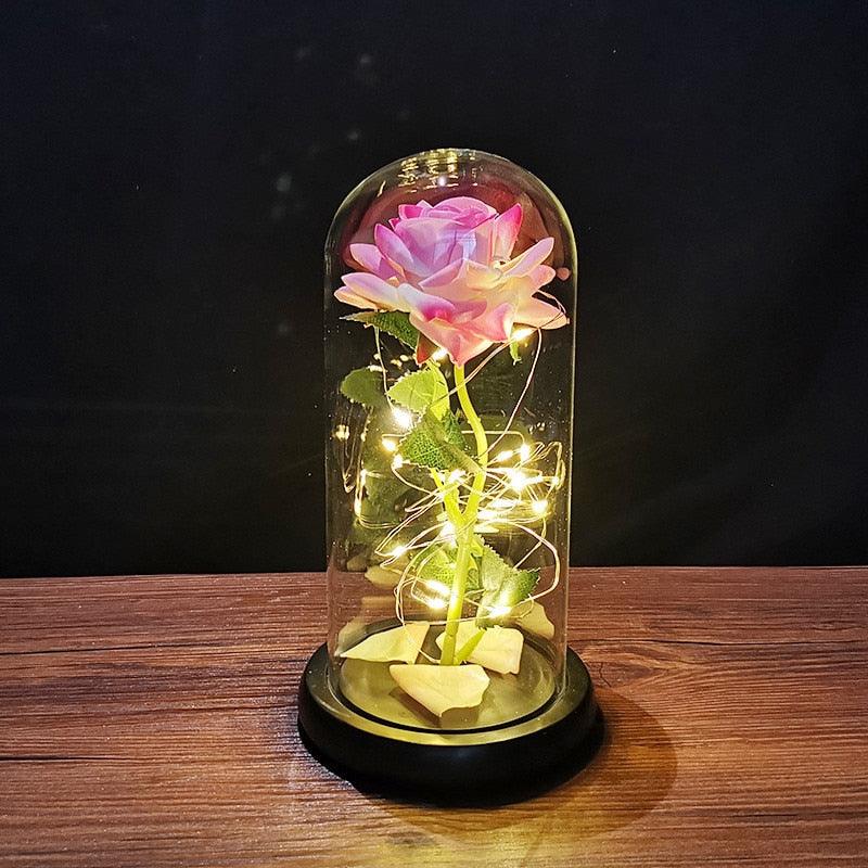 Valentines Day Gift for Girlfriend Eternal Rose LED Light Foil Flower In Glass Cover Mothers Day Wedding favors Bridesmaid Gift - DDD.MARKET