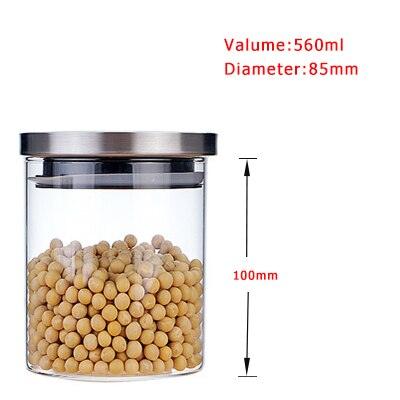 Container for Cereals Glass Jars with Stainless Steel Cover Glass Spice Jars Storage Tank Food Contain Coffee Bean Jars - DDD.MARKET