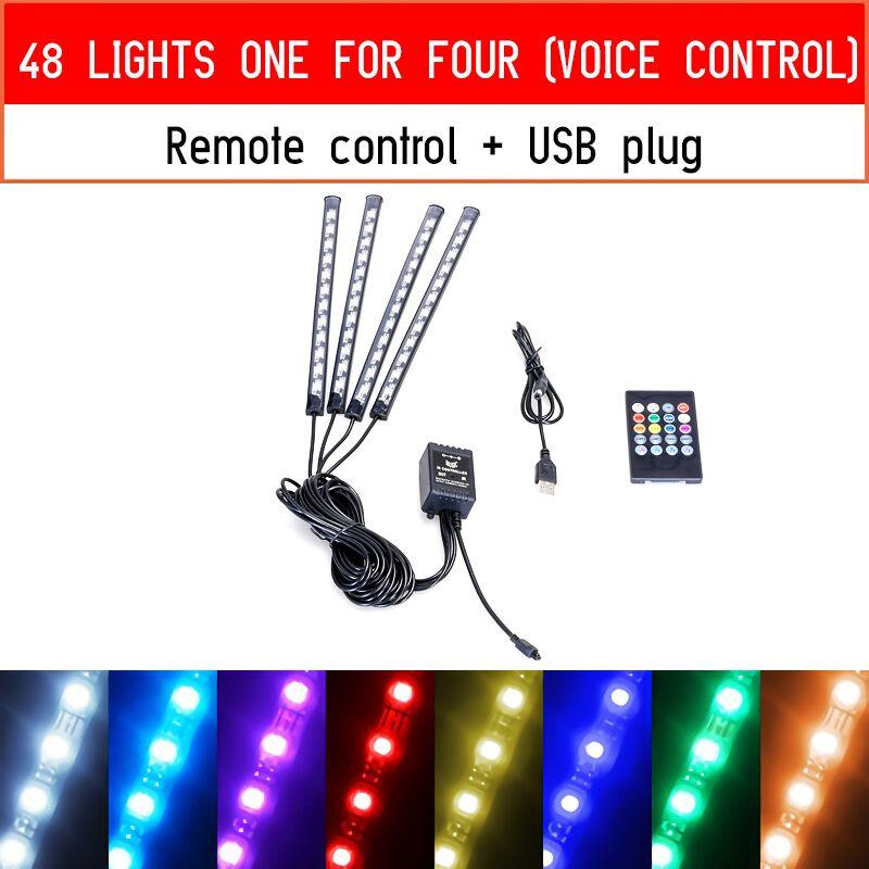 12 LED Car Interior Floor Foot Lamp AUTO Decoration Light With USB Multiple Modes Car Styling Atmosphere RGB Neon Lamp Strips - DDD.MARKET