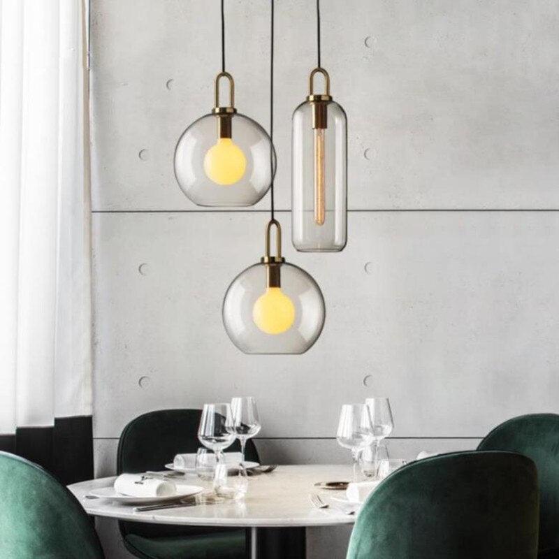 Nordic modern simple glass ball LED E27 pendant lights interior lighting lamps restaurant bedroom stair decoration hanging light - DDD.MARKET