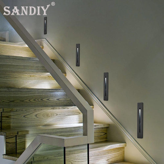 SANDIY Wall Lamp Embedded Stairs Led Light Nightlights for House Renovation Step Foyer Balcony Home Ladder Lighting with Box 3W - DDD.MARKET