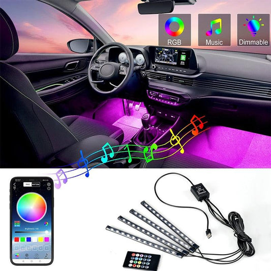 12 LED Car Interior Floor Foot Lamp AUTO Decoration Light With USB Multiple Modes Car Styling Atmosphere RGB Neon Lamp Strips - DDD.MARKET