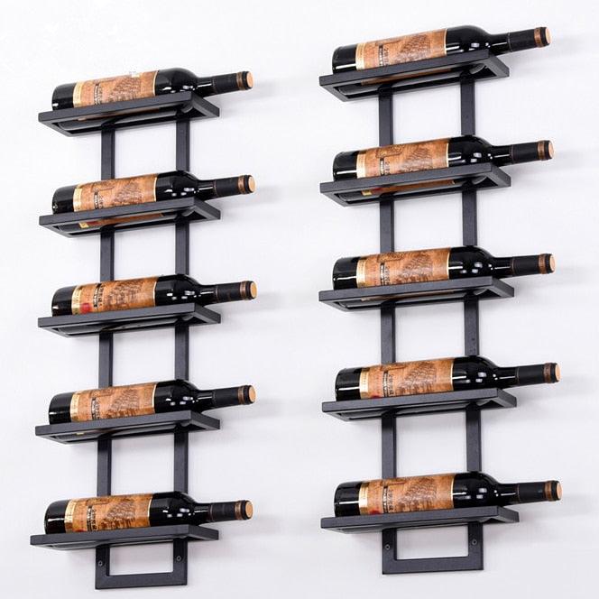 Modern Iron Wall-mounted Wine Holder Simple Hanging Wine Rack Holder Iron Art Wine Support Cabinet Flat/Tilted Types 2-6 Bottles - DDD.MARKET