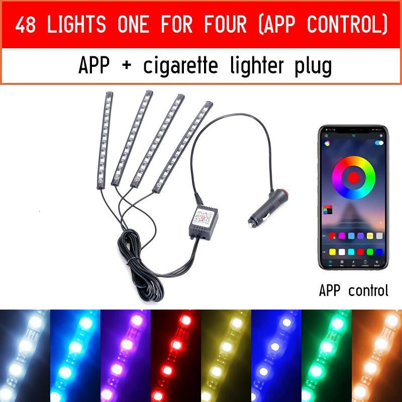 12 LED Car Interior Floor Foot Lamp AUTO Decoration Light With USB Multiple Modes Car Styling Atmosphere RGB Neon Lamp Strips - DDD.MARKET