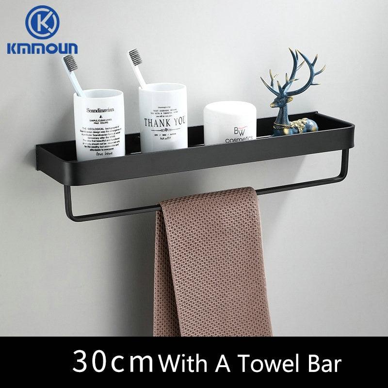 Black / White Bathroom Shelf Shampoo Holder Kitchen Storage Rack Bathroom Hardware Space Aluminum Shower Room Accessory - DDD.MARKET