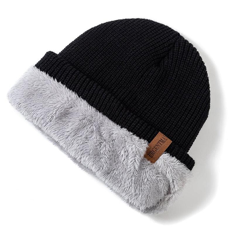 New Unisex Letter Beanie Hat Leisure Add Fur Lined Winter Hats For Men Women Keep Warm Knitted Hat Fashion Solid Ski Bonnet Cap - DDD.MARKET