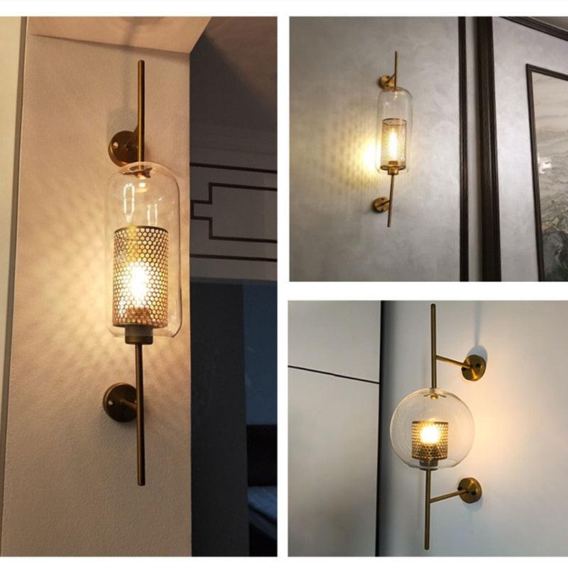 Modern Glass Wall Lamps Fixture Luminaire Sconce Lighting Bedside Living Room Home Decoration Aisel Horridor Golden Ball Light - DDD.MARKET