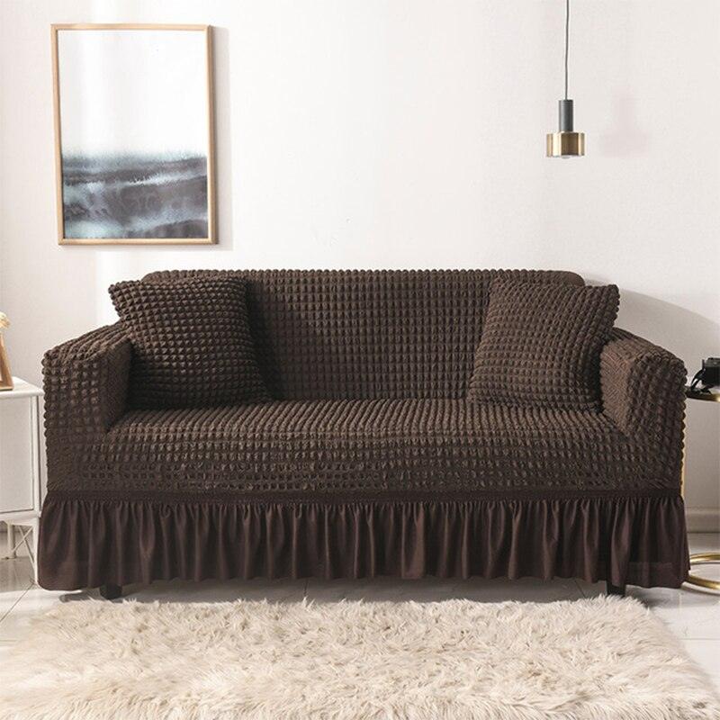 Elastic Sofa Cover Living Room Solid Color Sofa Cover Lattice Sofa Cover Elegant Skirt for Living Room Armchair Couch Sofa - DDD.MARKET